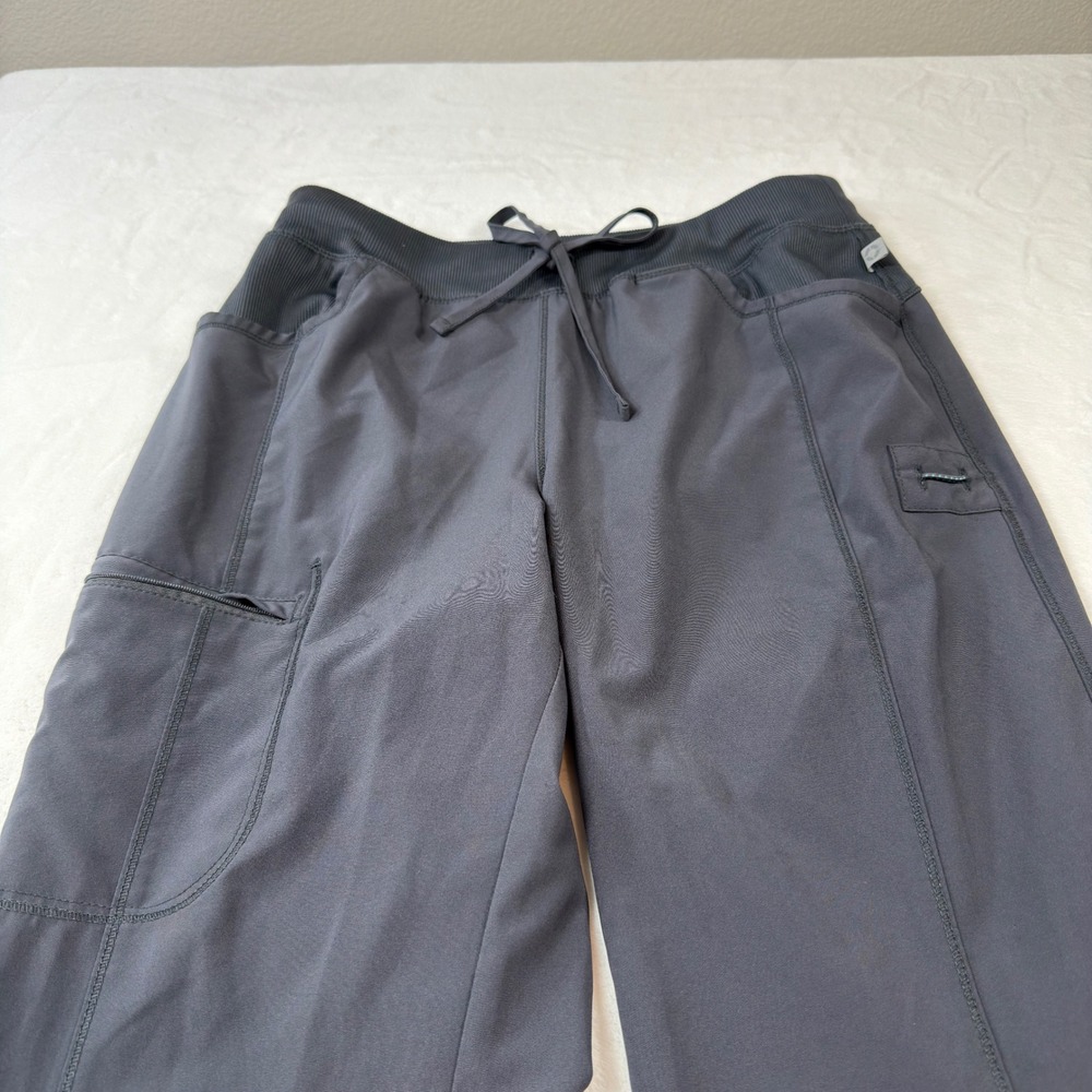 Cherokee Infinity Scrub Pants Womens Medium Gray Good Cargo Drawstring 1123A - Picture 2 of 11